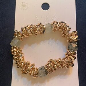 Gold and Green Beaded Bracelet
